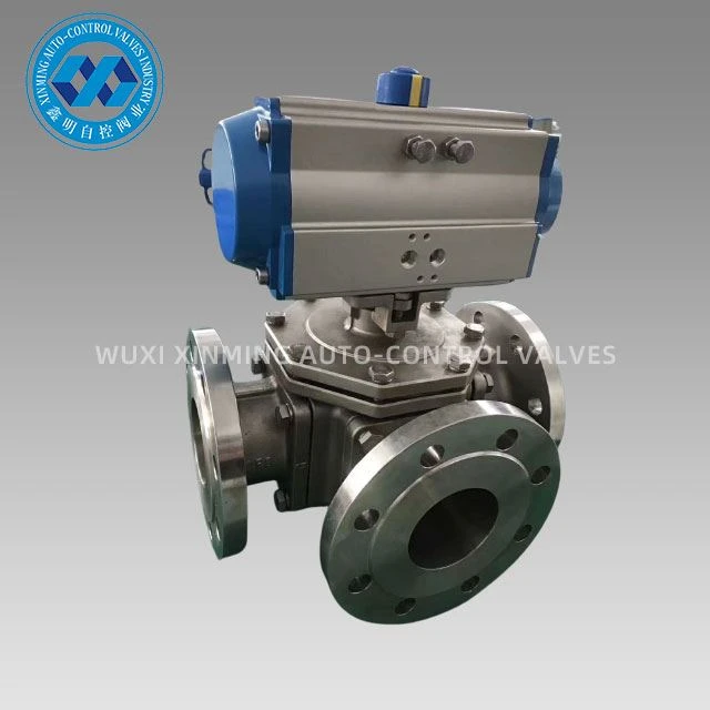 वायवीय Actuator निकला हुआ किनारा टी बॉल वाल्व