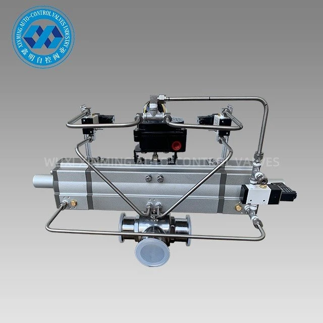 Sanitary Three Way Clamp Ball Valve With Pneumatic Actuator