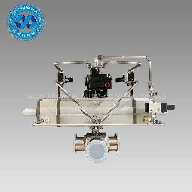 Sanitary Three Way Clamp Ball Valve With Pneumatic Actuator